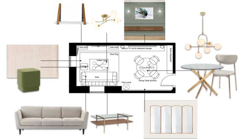 Living and dining room layout example